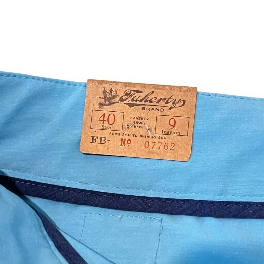 NWT Faherty All Day Shorts Mens Size 40 Summer Teal Blue Drawstring 9